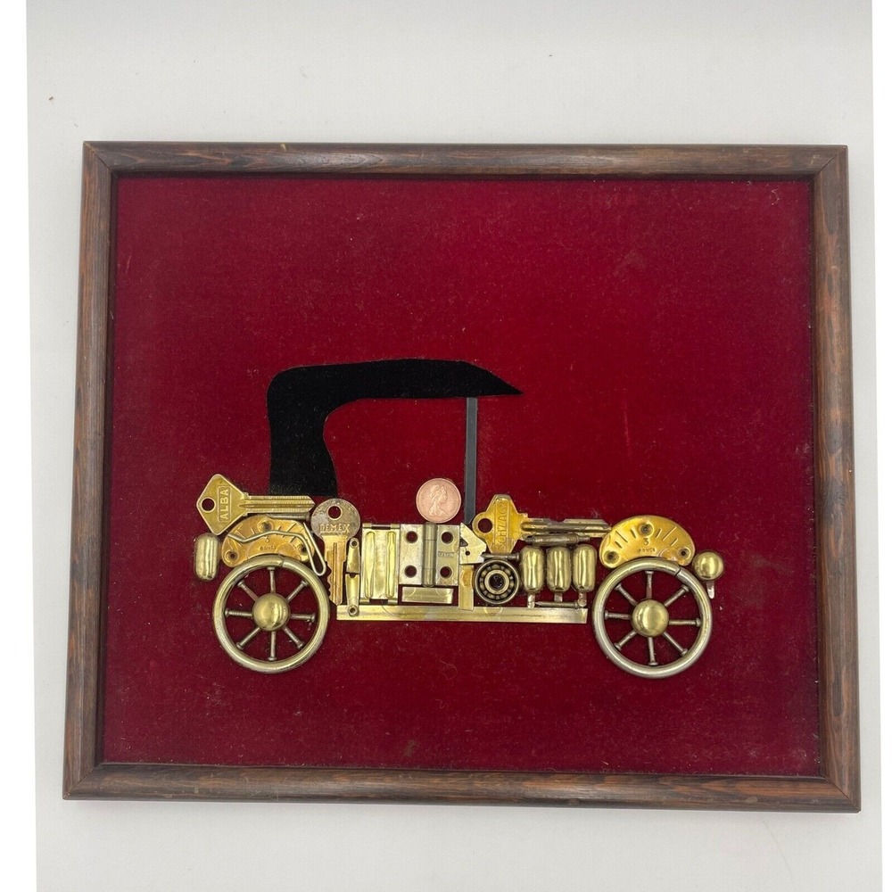 Vintage Steampunk Key Art Found Parts Folk Car Art‎ Automotive Decor